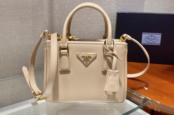 Replica Prada 1BA906 Prada Galleria Saffiano leather micro-bag in Beige Saffiano leather