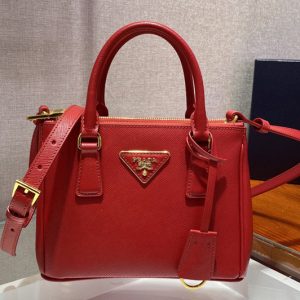 Replica Prada 1BA906 Prada Galleria Saffiano leather micro-bag in Red Saffiano leather