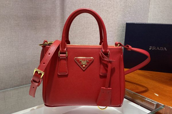 Replica Prada 1BA906 Prada Galleria Saffiano leather micro-bag in Red Saffiano leather