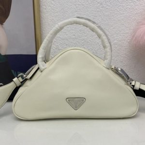 Replica Prada 1BB082 Leather Prada Triangle bag in White Leather