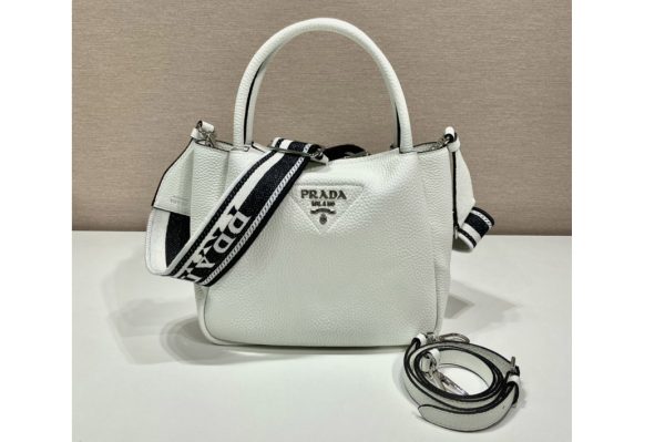 Replica Prada 1BC145 Small leather handbag in White Leather