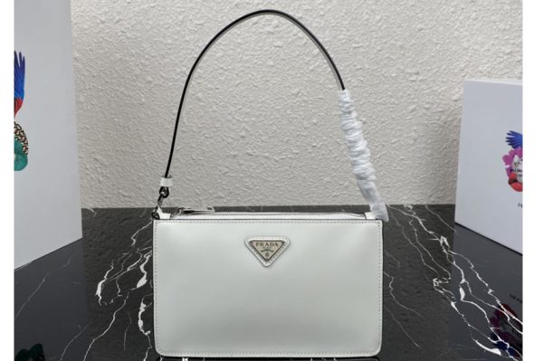 Replica Prada 1BC155 Brushed leather mini-bag in White brushed leather