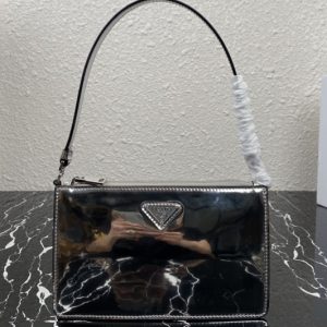 Replica Prada 1BC155 Brushed leather mini-bag in Silver brushed leather