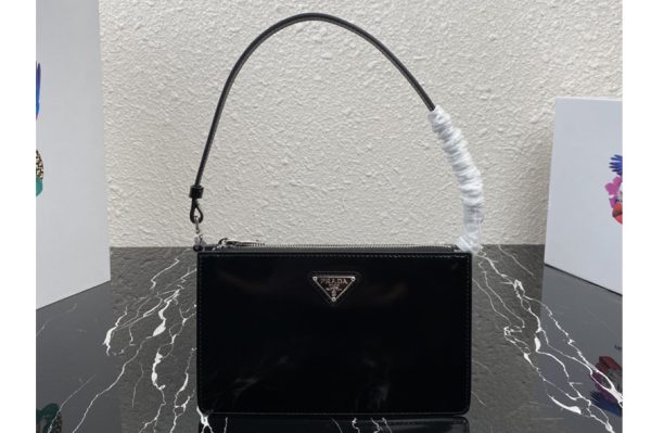 Replica Prada 1BC155 Brushed leather mini-bag in Black brushed leather