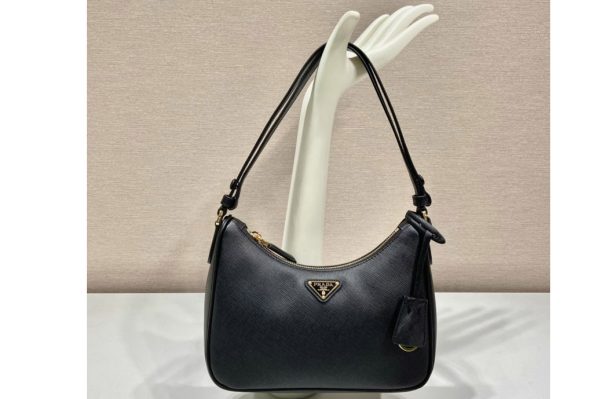 Replica Prada 1BC204 Saffiano leather mini-bag on Black Leather