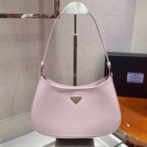 Replica Prada 1BC499 Prada Cleo brushed leather shoulder bag in Pink brushed leather