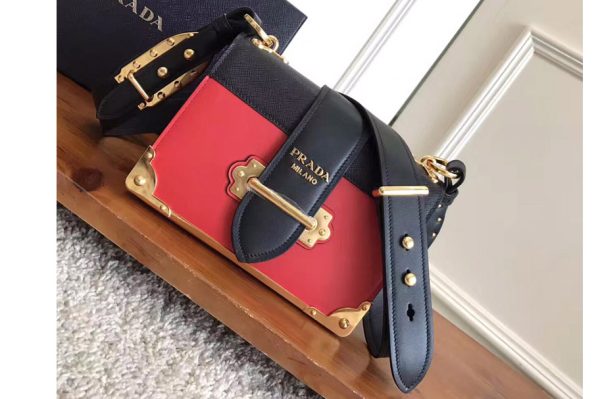 Replica Prada 1BD045 Prada Cahier leather bag on Red Leather