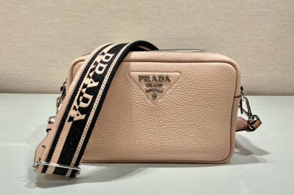 Replica Prada 1BH082 Leather bag with shoulder strap on Water Lily Leather