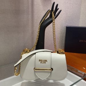 Replica Prada 1BD219 Saffiano Leather Prada Sidonie Bag in White Saffiano leather