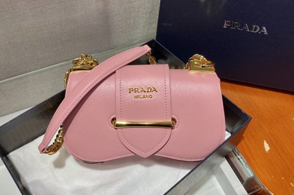 Replica Prada 1BD219 Saffiano Leather Prada Sidonie Bag in Pink Saffiano leather