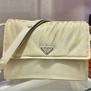 Replica Prada 1BD255 Medium padded Re-Nylon shoulder bag in Yellow Nylon