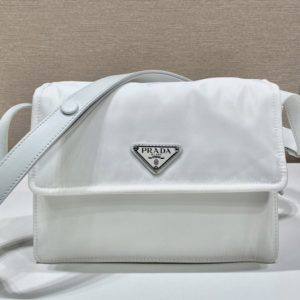 Replica Prada 1BD258 Mini padded Re-Nylon shoulder bag in White Nylon