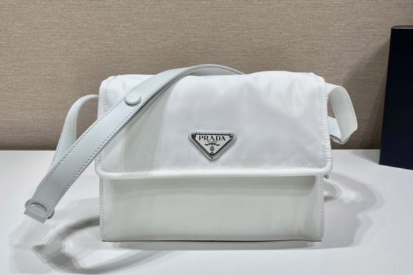 Replica Prada 1BD258 Mini padded Re-Nylon shoulder bag in White Nylon