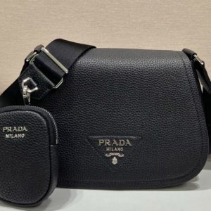 Replica Prada 1BD293 Leather shoulder bag in Black Leather