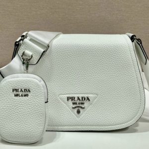 Replica Prada 1BD293 Leather shoulder bag in White Leather