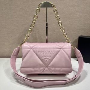 Replica Prada 1BD306 Padded nappa leather shoulder bag in Pink nappa leather