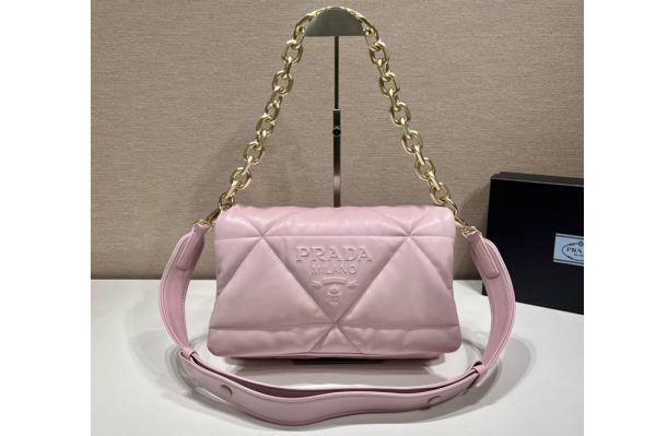 Replica Prada 1BD306 Padded nappa leather shoulder bag in Pink nappa leather