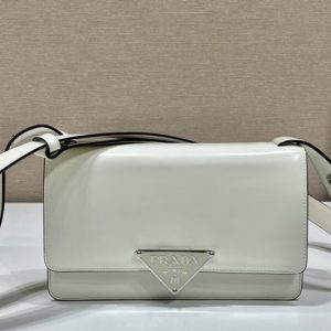 Replica Prada 1BD321 Prada Embleme brushed-leather bag in White Leather