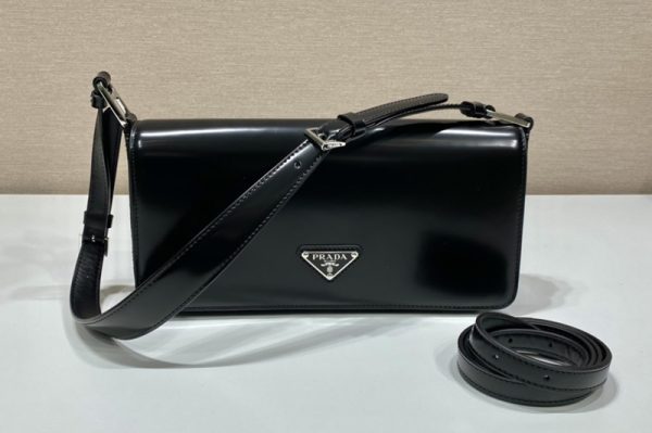 Replica Prada 1BD323 Brushed leather Prada Femme bag in Black Leather