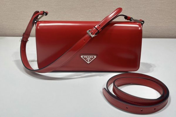 Replica Prada 1BD323 Brushed leather Prada Femme bag in Red Leather