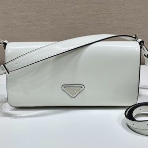 Replica Prada 1BD323 Brushed leather Prada Femme bag in White Leather