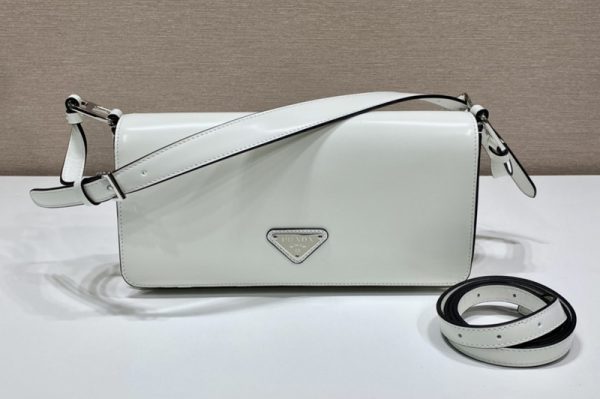 Replica Prada 1BD323 Brushed leather Prada Femme bag in White Leather