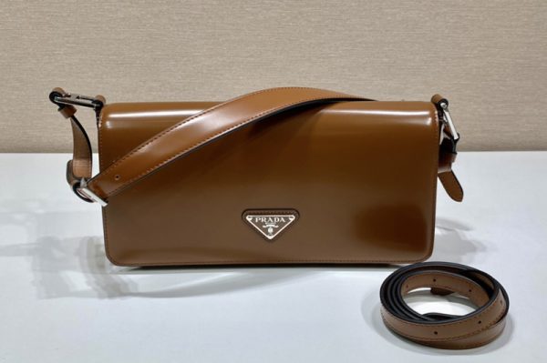 Replica Prada 1BD323 Brushed leather Prada Femme bag in Brown Leather