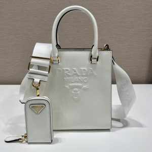 Replica Prada 1BA333 Small Saffiano leather handbag in White Saffiano leather