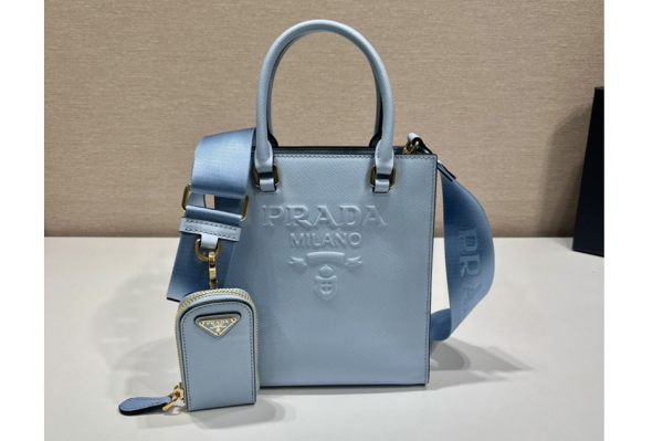 Replica Prada 1BA333 Small Saffiano leather handbag in Blue Saffiano leather