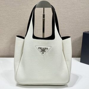 Replica Prada 1BG335 Leather tote handbag in White Leather