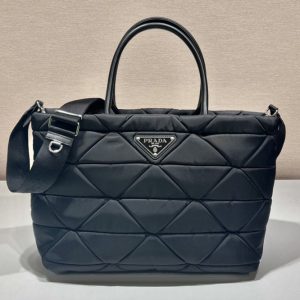 Replica Prada 1BG435 Medium padded nylon tote Bag in Black nylon