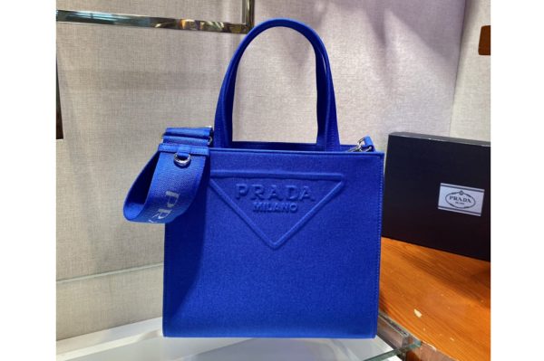 Replica Prada 1BG382 Drill tote bag in Blue Fabric