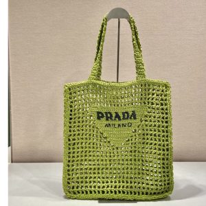 Replica Prada 1BG393 Raffia tote bag on Green Raffia