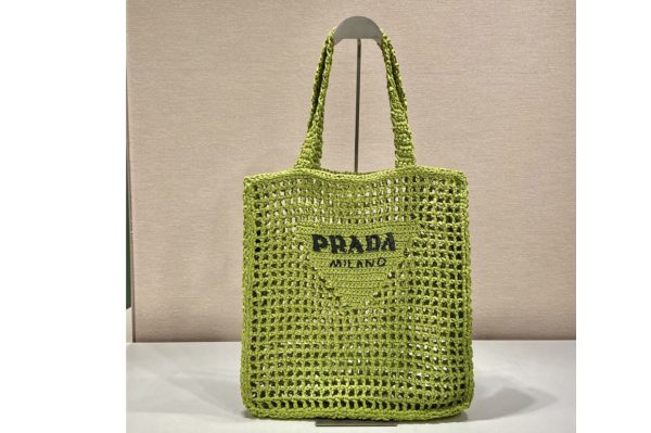 Replica Prada 1BG393 Raffia tote bag on Green Raffia