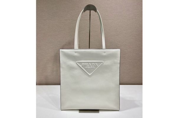 Replica Prada 1BG429 Leather tote bag in White Leather