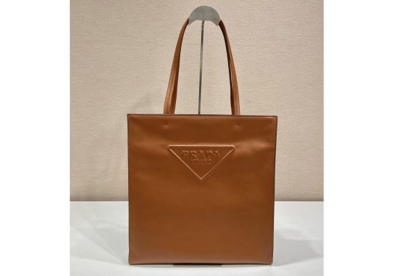 Replica Prada 1BG429 Leather tote bag in Brown Leather