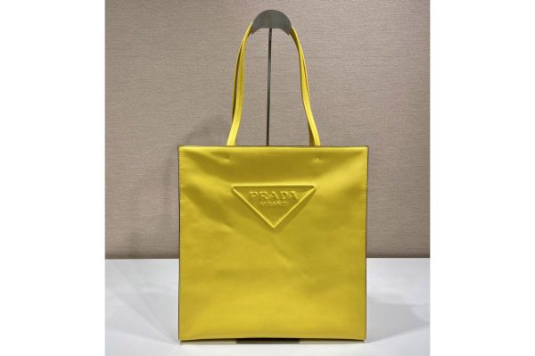 Replica Prada 1BG429 Leather tote bag in Yellow Leather