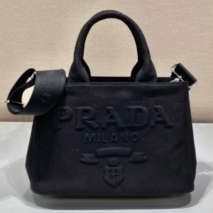 Replica Prada 1BG439 Denim Tote bag in Black Denim