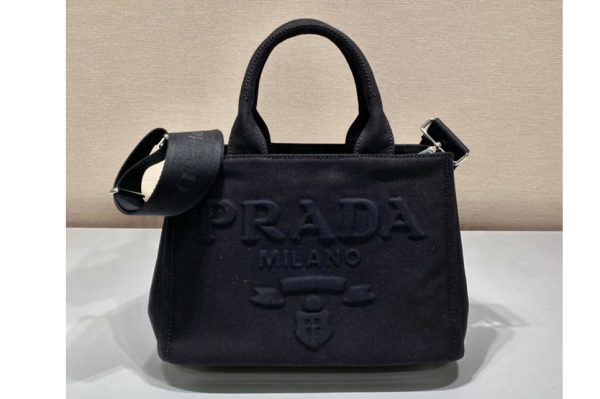 Replica Prada 1BG439 Denim Tote bag in Black Denim