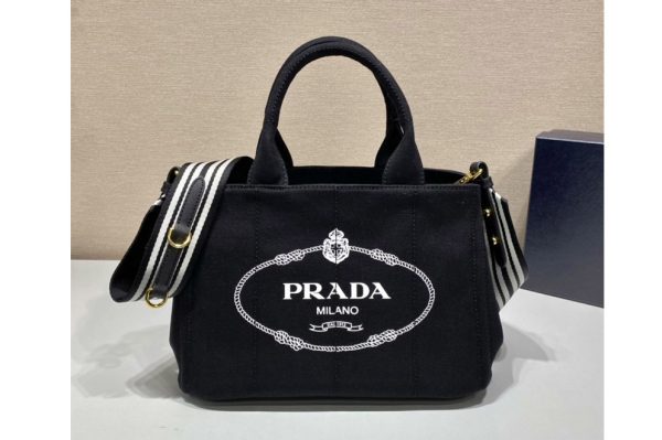 Replica Prada 1BG439 Denim Tote bag in Black Denim