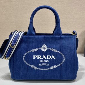 Replica Prada 1BG439 Denim Tote bag in Blue Denim