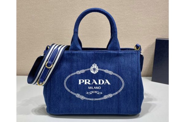 Replica Prada 1BG439 Denim Tote bag in Blue Denim