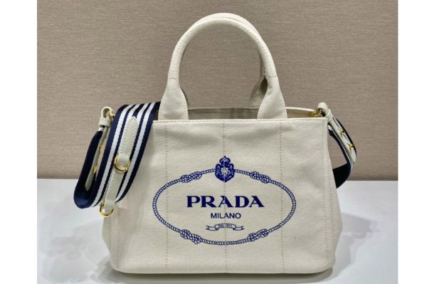 Replica Prada 1BG439 Denim Tote bag in White Denim