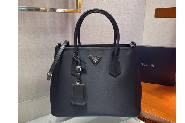 Replica Prada 1BG775 Medium Double Prada Bag in Black Nylon