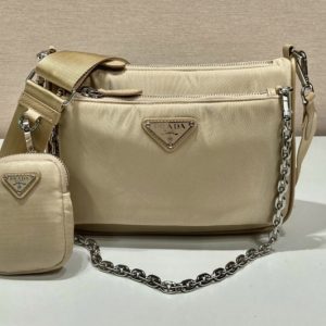 Replica Prada 1BH168 Re-Nylon shoulder bag on Beige Nylon