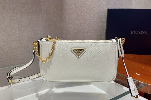 Replica Prada 1BH171 Prada Re-Edition 2000 shoulder bag in White Saffiano leather