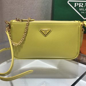 Replica Prada 1BH171 Prada Re-Edition 2000 shoulder bag in Yellow Saffiano leather