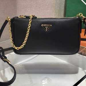 Replica Prada 1BH171 Prada Re-Edition 2000 shoulder bag in Black Saffiano leather