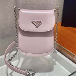 Replica Prada 1BH185 Brushed leather mini-bag in Pink brushed leather