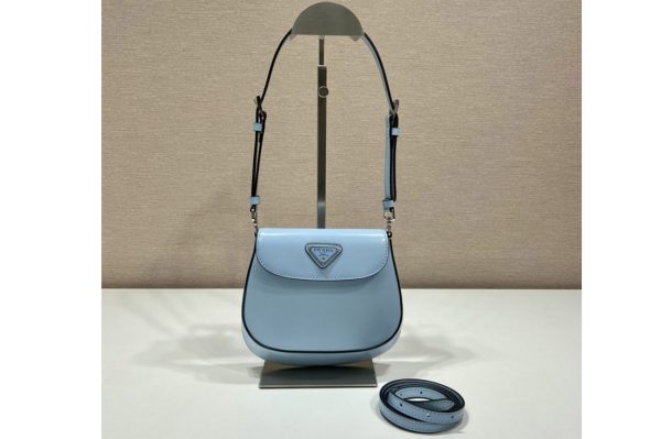 Replica Prada 1BH188 Prada Cleo brushed leather mini bag in Blue Leather